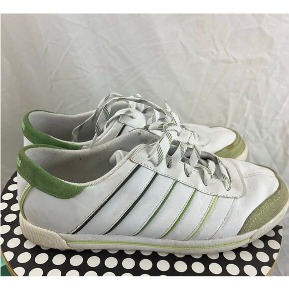 KSWiss White Leather Green Suede Sneaker Size 10 Medium 91470120 - Picture 1 of 8